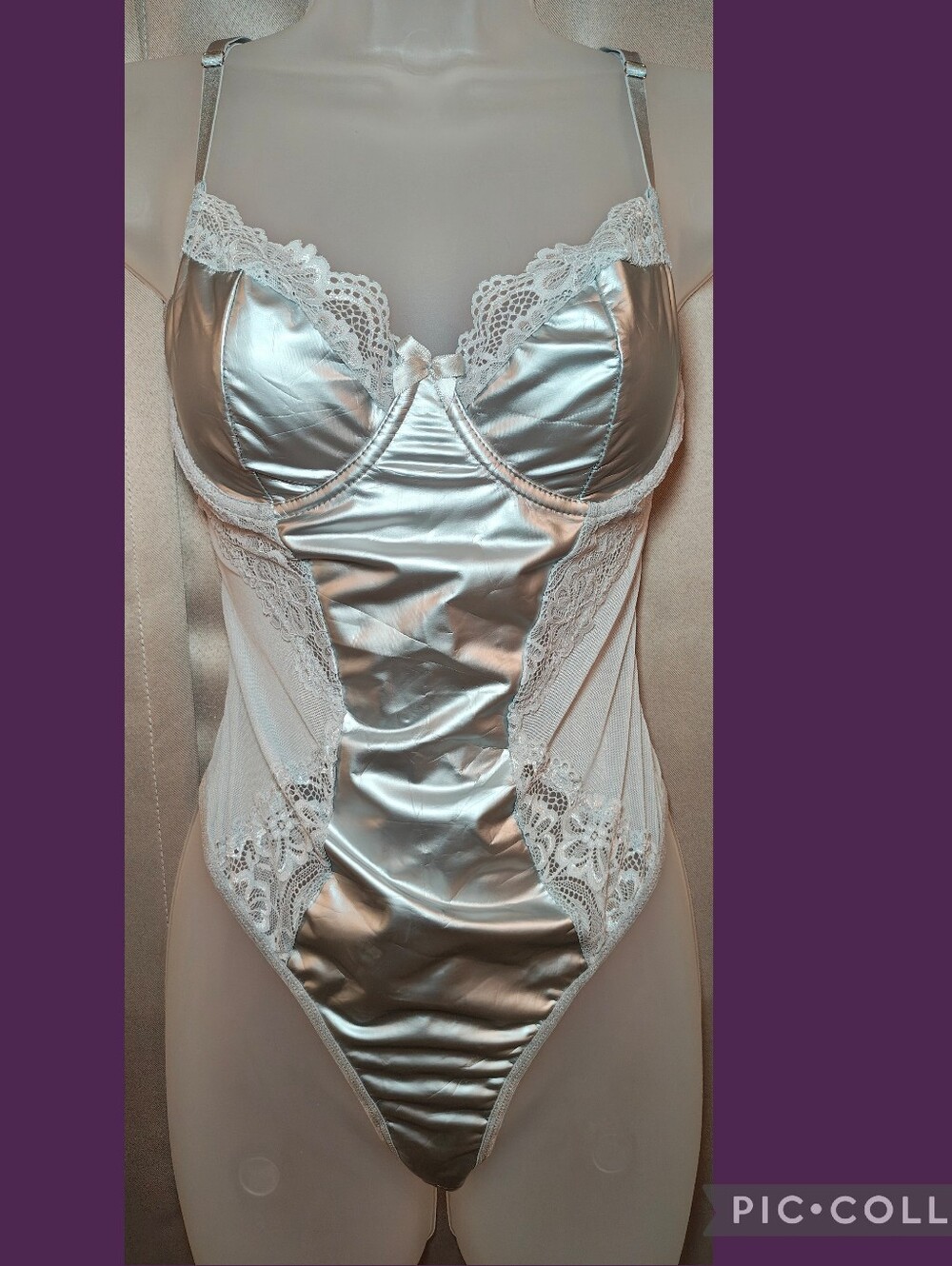 💎NWT Avidlove Metallic Silver Mesh & Lace Teddy Lingerie Bodysuit💎